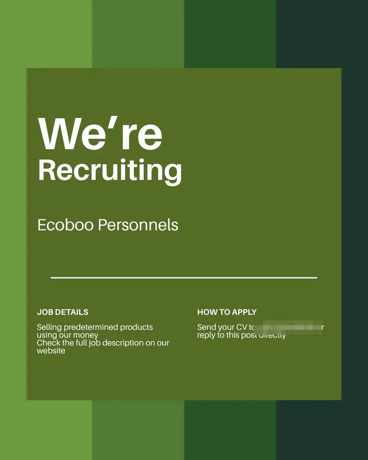 Ecoboo Personnels recruitment poster